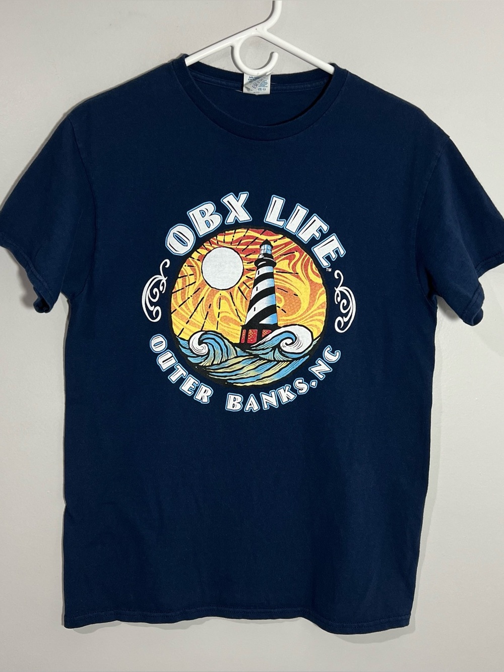 Outer Banks North Carolina OBX Life Blue White Short Sleeve T-Shirt Adult Medium